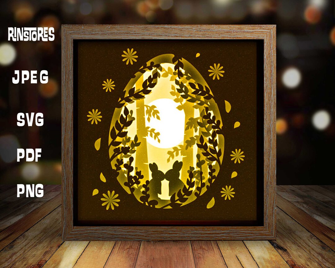Bunny Rabbits 3d Paper Cut Lightbox Template, Easter Shadow Box ...