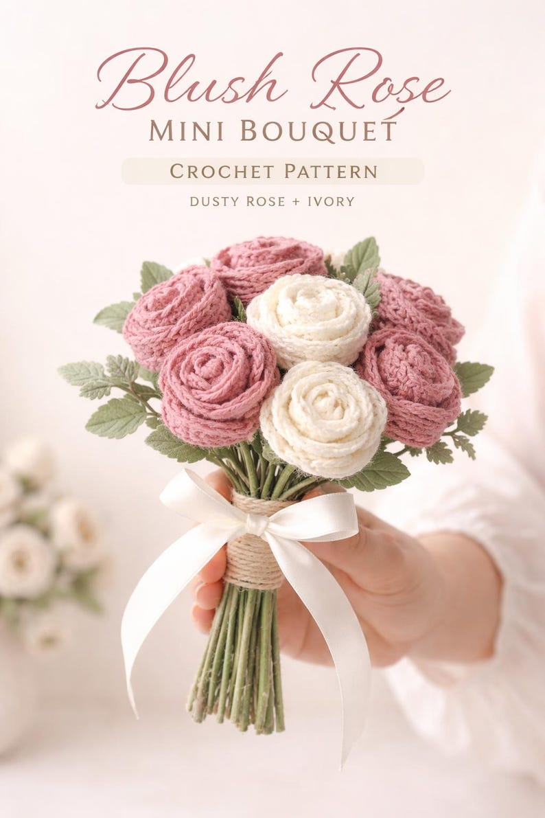 Mini Roses Crochet Pattern Digram Mini Rose Crochet Bouquet Pattern PDF | Floral Gift Crochet - Etsy