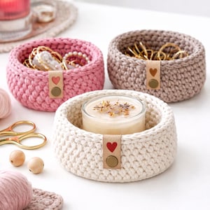 Crochet Basket Pattern PDF | Knit-Look Waistcoat Stitch | Modern Storage Basket | Digital Download