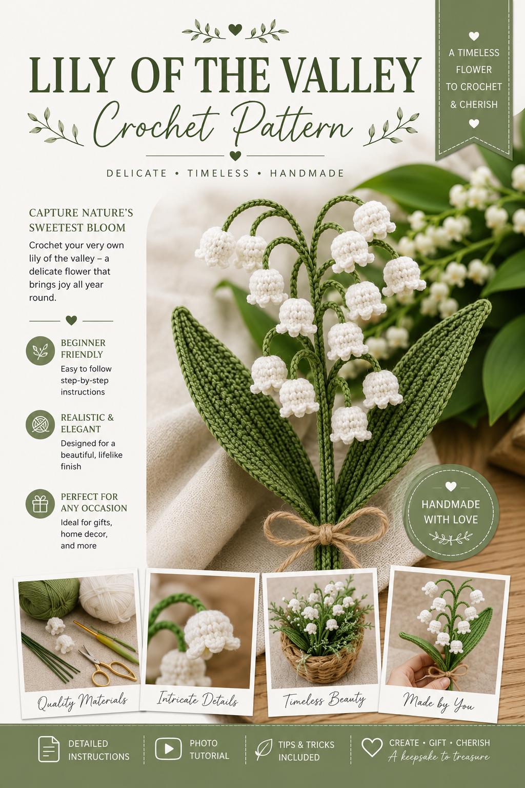 30 Lily of the Valley Crochet Patterns for Elegant Flowers, Gifts, and Home Decor 24 Potted Lily of the Valley Crochet Plant Pattern