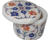 2 quot x2 quot Marble Jewelry Ring Boxes Beautiful Semi Precious Stones Marquetry Inlay Art Engagement Gifts