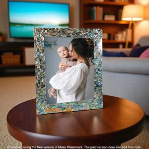 Abalone Shell Inlay Photo Frame: Handmade Marble Picture Frame