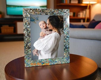 Abalone Shell Inlay Photo Frame: Handmade Marble Picture Frame