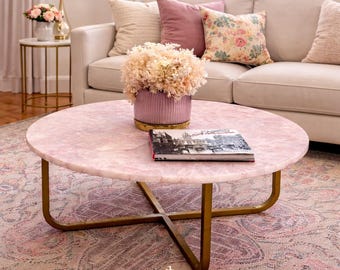 Rose Quartz Table Top: Natural Living Room, Kitchen, Balcony Furniture For Hallway Decor