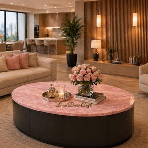 Handmade Rose Quartz Reception Desk, Pink Stone Counter Table, Luxury Office Furniture, Designer Front Desk