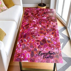 Pink Agate Stone Dining Table – Luxury Gemstone Tabletop for Modern Interiors | Handmade Crystal Dining Table Luxury Housewarming Furniture