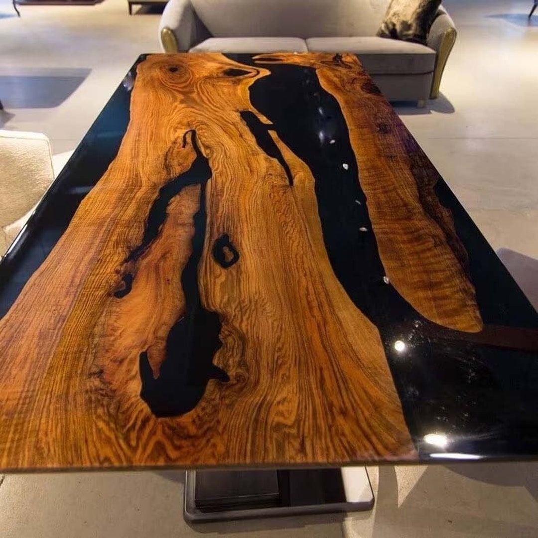 Black Epoxy Wooden Table Top for Christmas Gift / Indian 