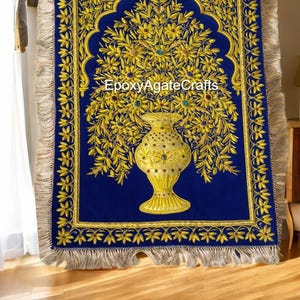 24&quot;x12&quot; Zardozi Wall Hanging Jewel Carpet Panel - Handmade Embroidered Tapestry for Luxury Wall Decoration