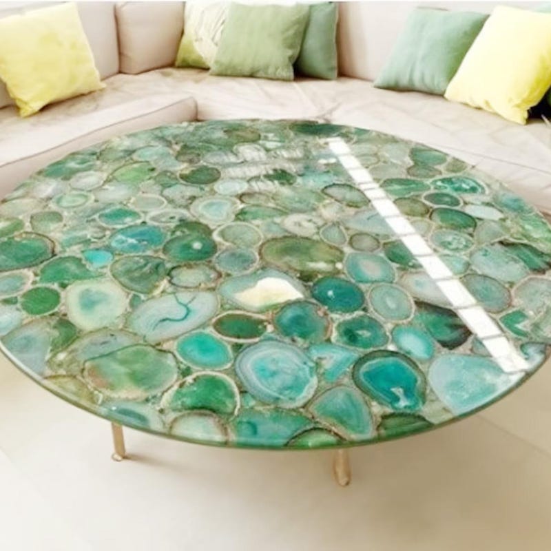 Green Glass Table - Etsy