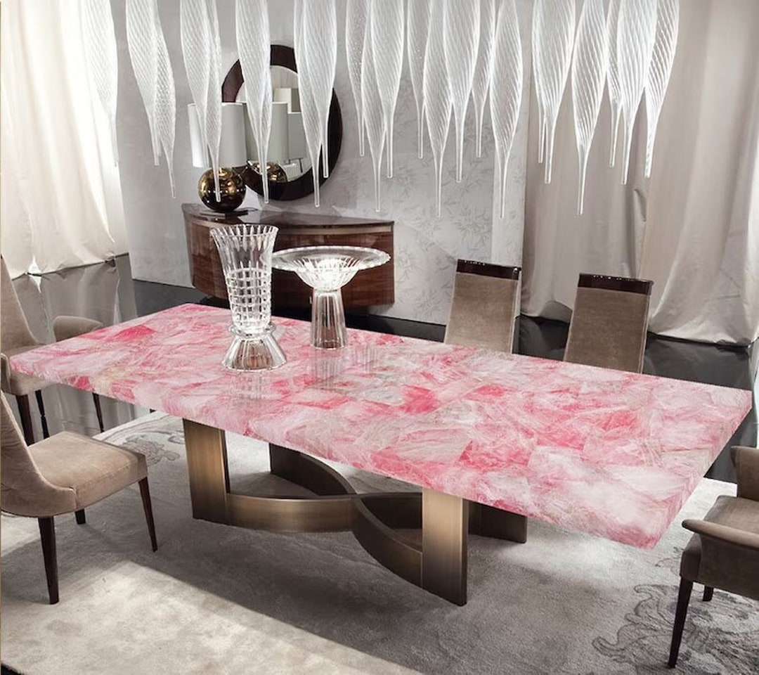 Stunning Rose Quartz Dining Table Kitchen Slab Console Bar Handmade Furniture Crystal Healing Gemstone Countertop Hallway Decors - Etsy Stunning Rose Quartz Dining Table Kitchen Slab Console Bar Handmade Furniture Crystal Healing Gemstone Countertop Hallway Decors - Etsy