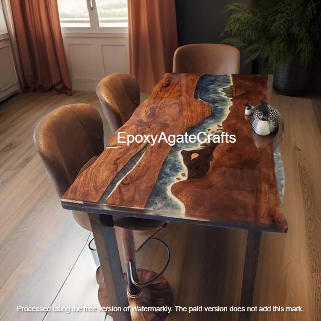 Handmade Epoxy Resin River Table: Custom Walnut Dining Table - Etsy