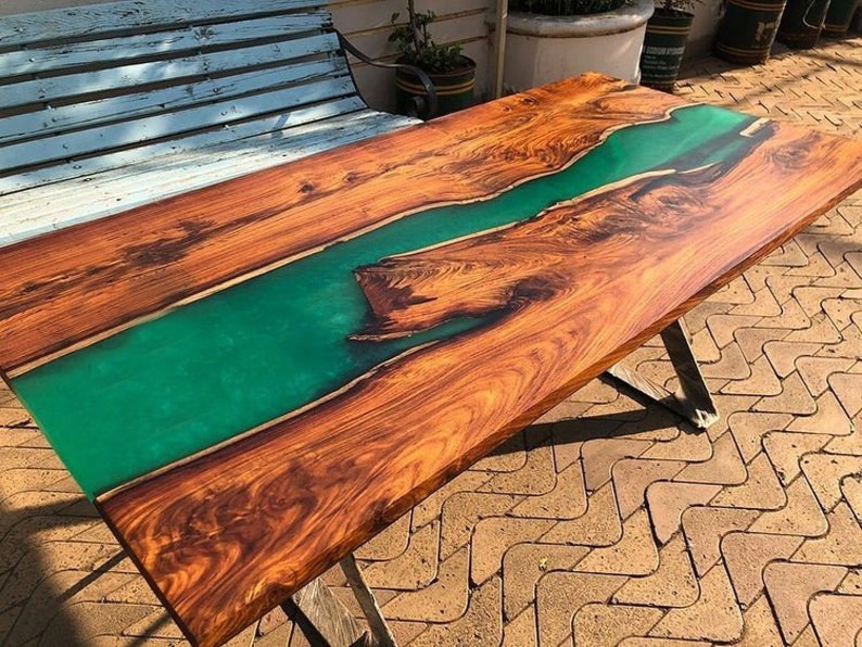 The 7 Best Epoxy Resin Dining Table Top Reviews In 2021 2 Green Walnut Epoxy Resin Table
