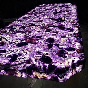 Amethyst Stone Tops Center Sofa Dining Table Amethyst Kitchen Slab Table Luxury Furniture, Buffet Counter Table Housewarming Decors
