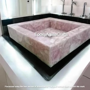 Pink Rose Quartz Vanity Sink Basin Radiant Rose Quartz Sink Handmade Beauty for Your Bathroom and Kitchen Décor