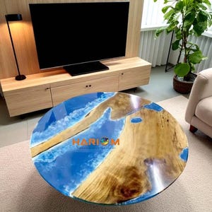 Ocean Wave Resin Coffee Table: Handmade Coastal Living Room Decor