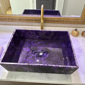 Amethyst Stone Sink – Handmade Crystal Healing Washbasin for Luxury Bathroom & Home Decors