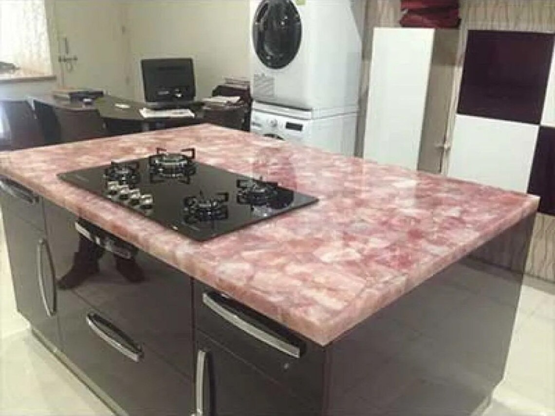 Rose Quartz Kitchen Slab Table Top Quartz Dining Table Top Etsy
