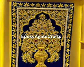 ザルドジ ブルジュ・ハリファ タペストリー：手刺繍の宝石カーペット