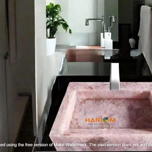 21&quot;x21&quot;x5&quot; Rose Quartz Vanity Sink Basin Radiant Rose Quartz Sink Handmade Beauty for Your Bathroom and Kitchen Sink For Housewarming Decors