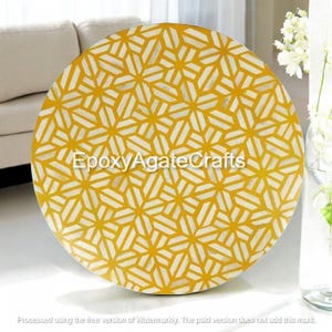 Round Bone Inlay Center Sofa Coffee Table Handmade Sofa Countertop Unique Centerpiece Bone Inlay Hallway and Home Décor
