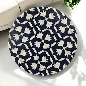 Handmade Bone Inlay Coffee Table: Round Modern Accent Table (40x40 Inches)