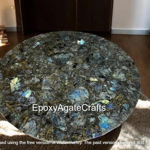 Handmade Round Labradorite Stone Table Top: Modern Conference Decor