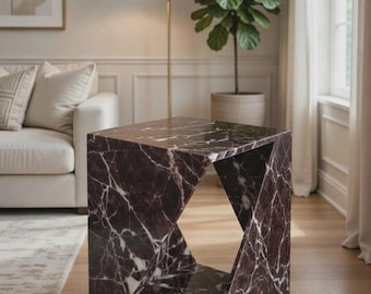 Handmade Marble Geometric Table | Luxury Stone Side Table | Modern Sculptural Furniture | High-End Home Decor