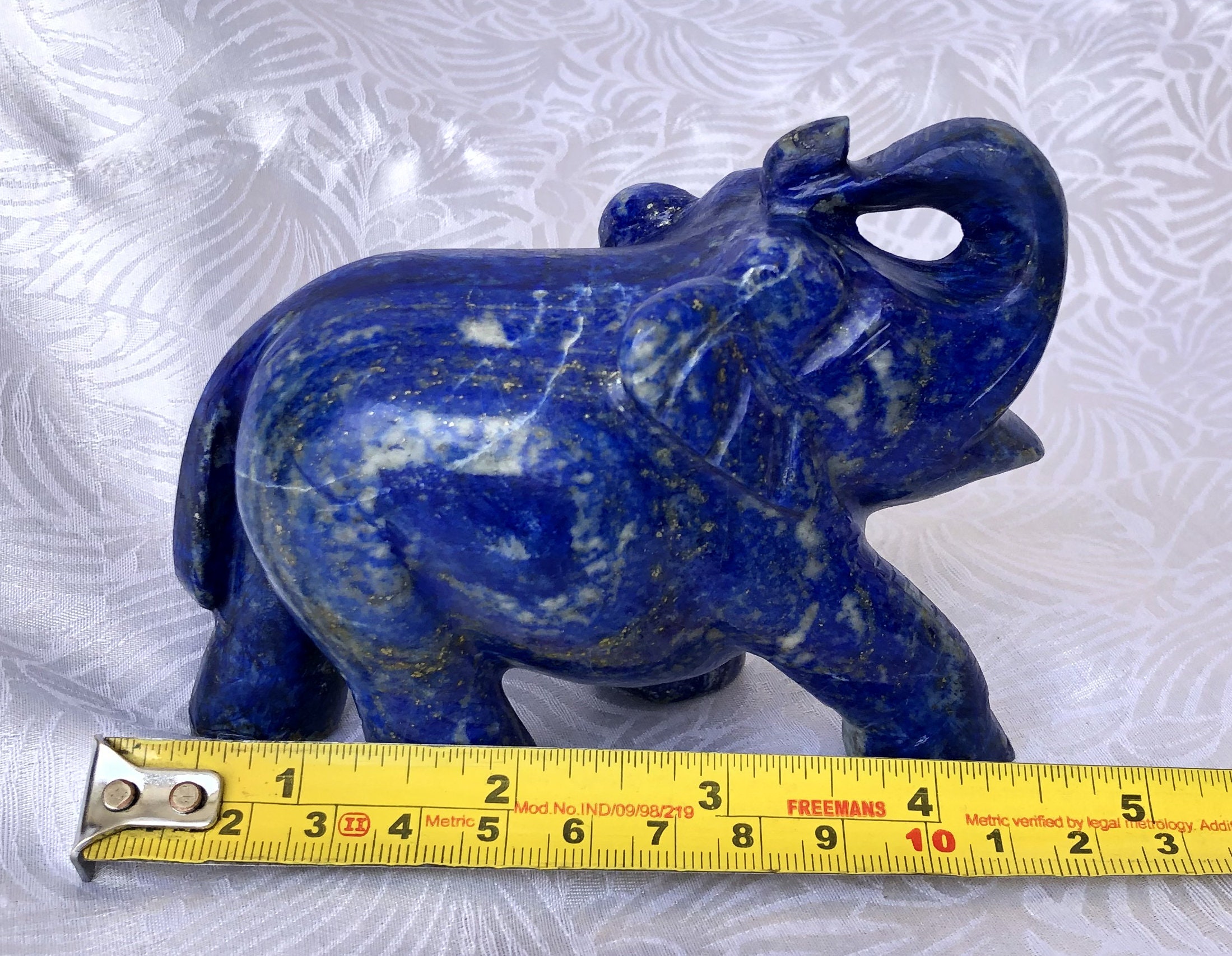 ラピスラズリの象の像：3インチの幸運の置物 - Etsy 日本