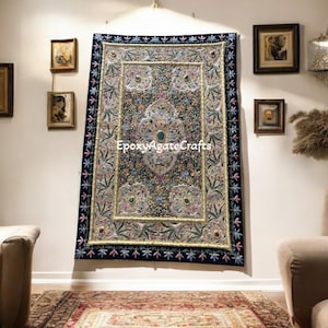 Zardozi Embroidery Wall Panel: Mughal Style Jewel Carpet (48&quot;x24&quot;)