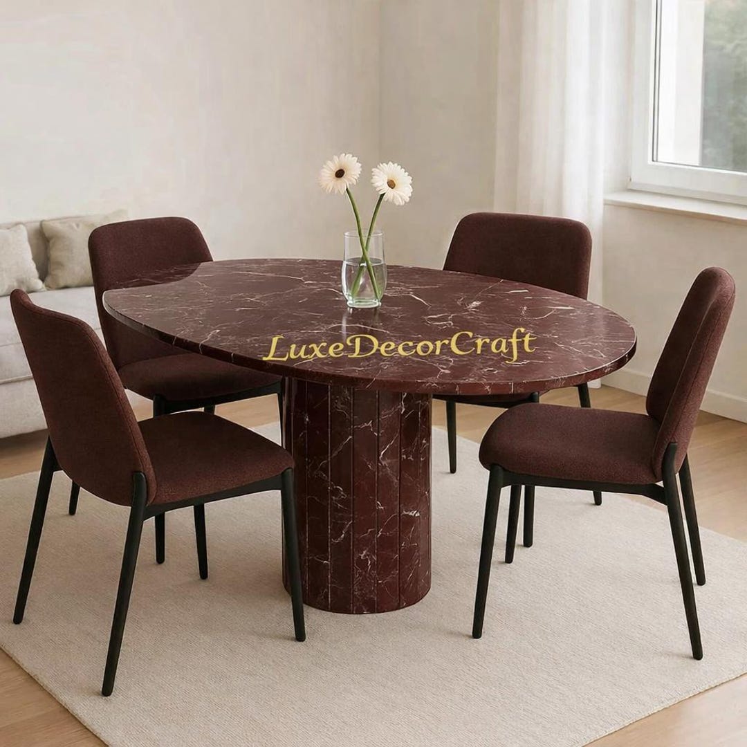 Red Marble Dining Table, Rosso Levanto Stone Table Luxury Modern Dining ...