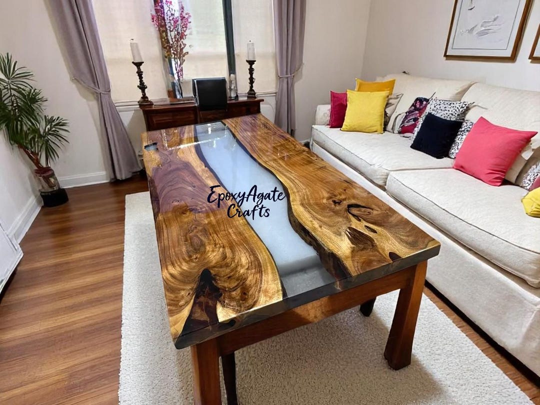 Handmade Walnut Live Edge Epoxy Resin Dining Table: Luxury