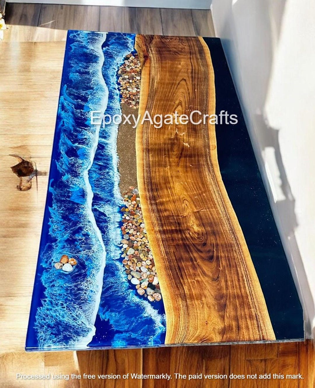 Ocean Wave Epoxy Resin Table: Custom Walnut Dining Table - Etsy