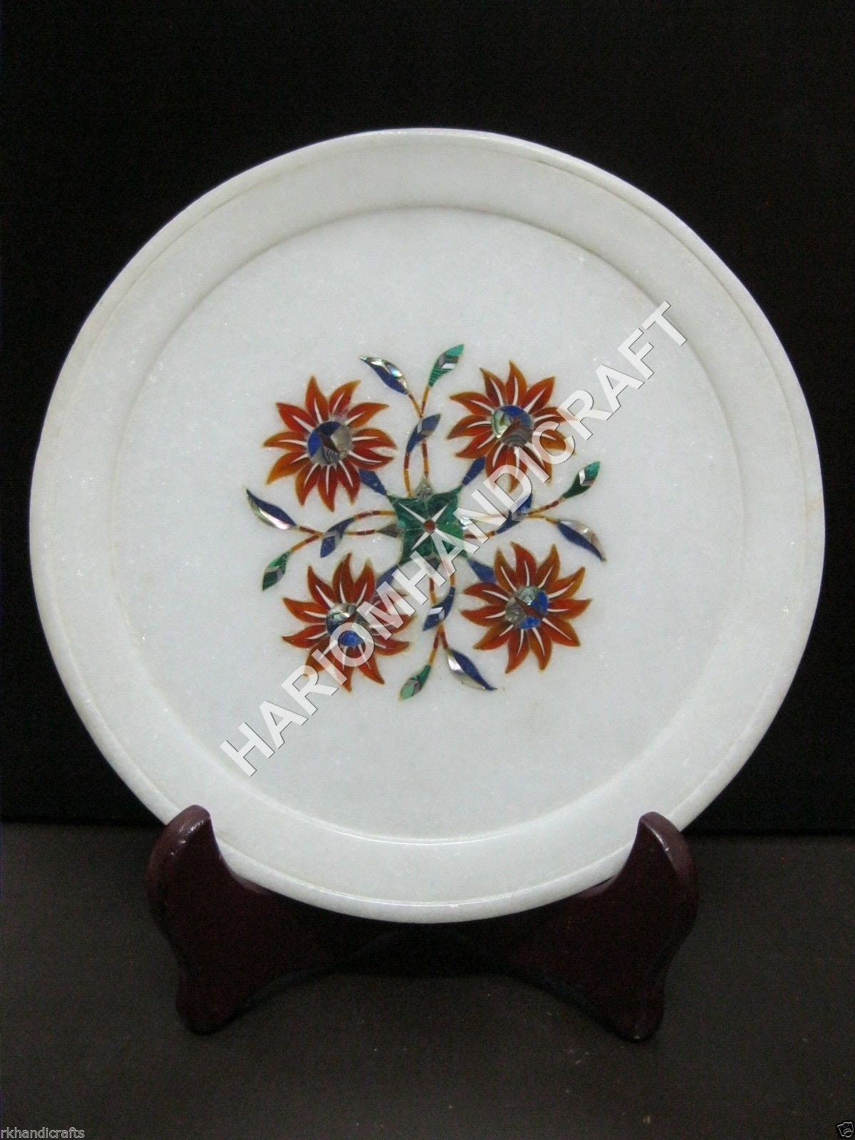 12 Runde weißen Marmor Servierplatte Hakik kostbaren | Etsy