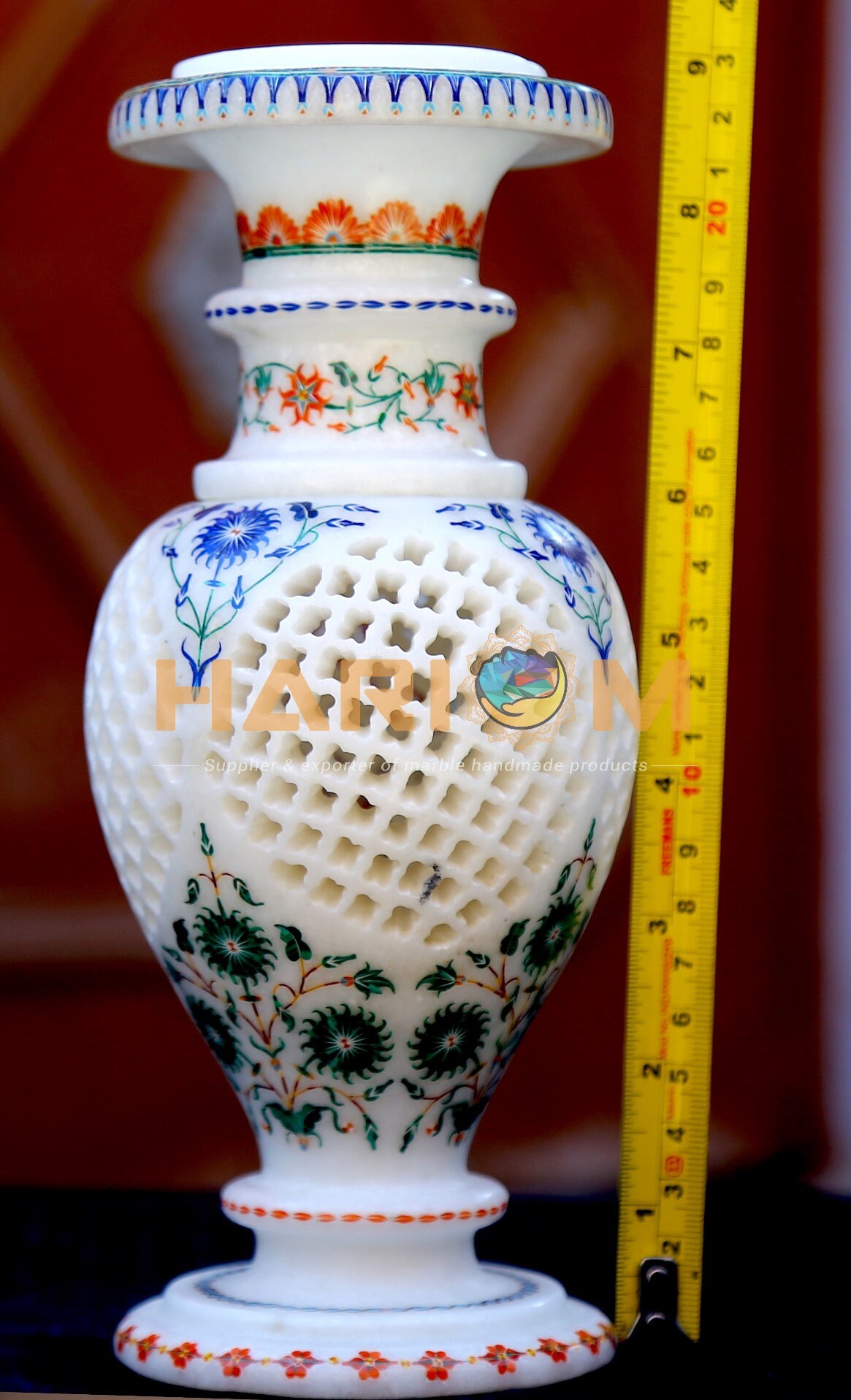 9 Marble White Flower Vase Lattice Hand Carve Jalli Etsy