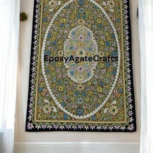 Handmade Zardozi Wall Panel: Traditional Indian Embroidered Tapestry (48&quot;x24&quot;)