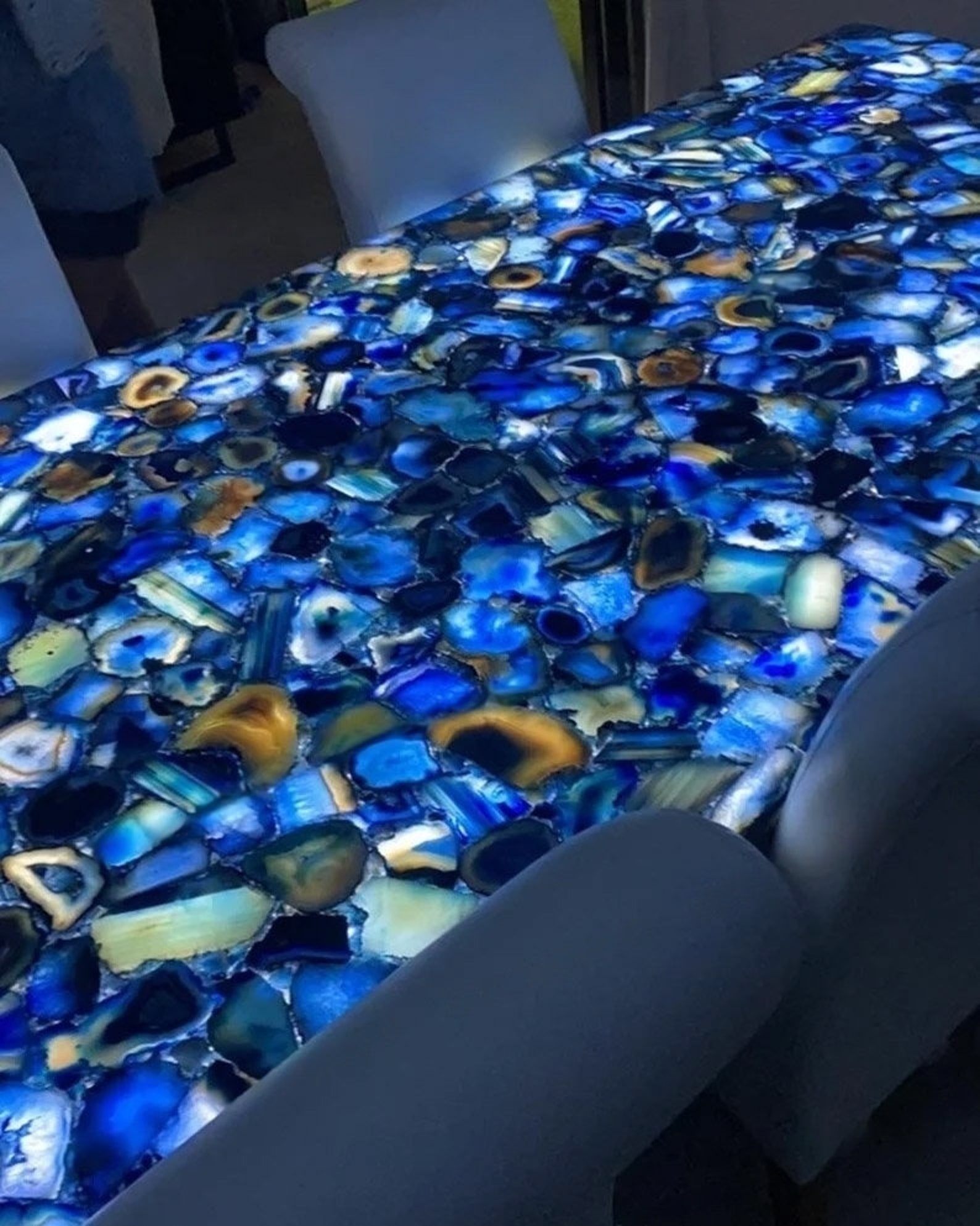 Blue Agate Stone Dining Table Counter Top for Bar and Console - Etsy
