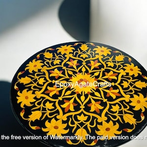 Handmade Black Marble Table Top: Floral Pietra Dura Inlay Decor
