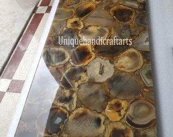 Custom Made order Yellow agate table top size 24"x32"