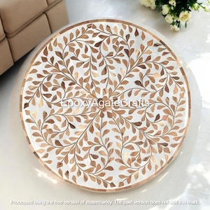 Handmade Bone Inlay Round Coffee Table Top - 42&quot; Decorative Furniture
