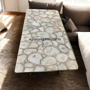 Handmade Natural Agate Dining Table Top: Modern Conference Desk