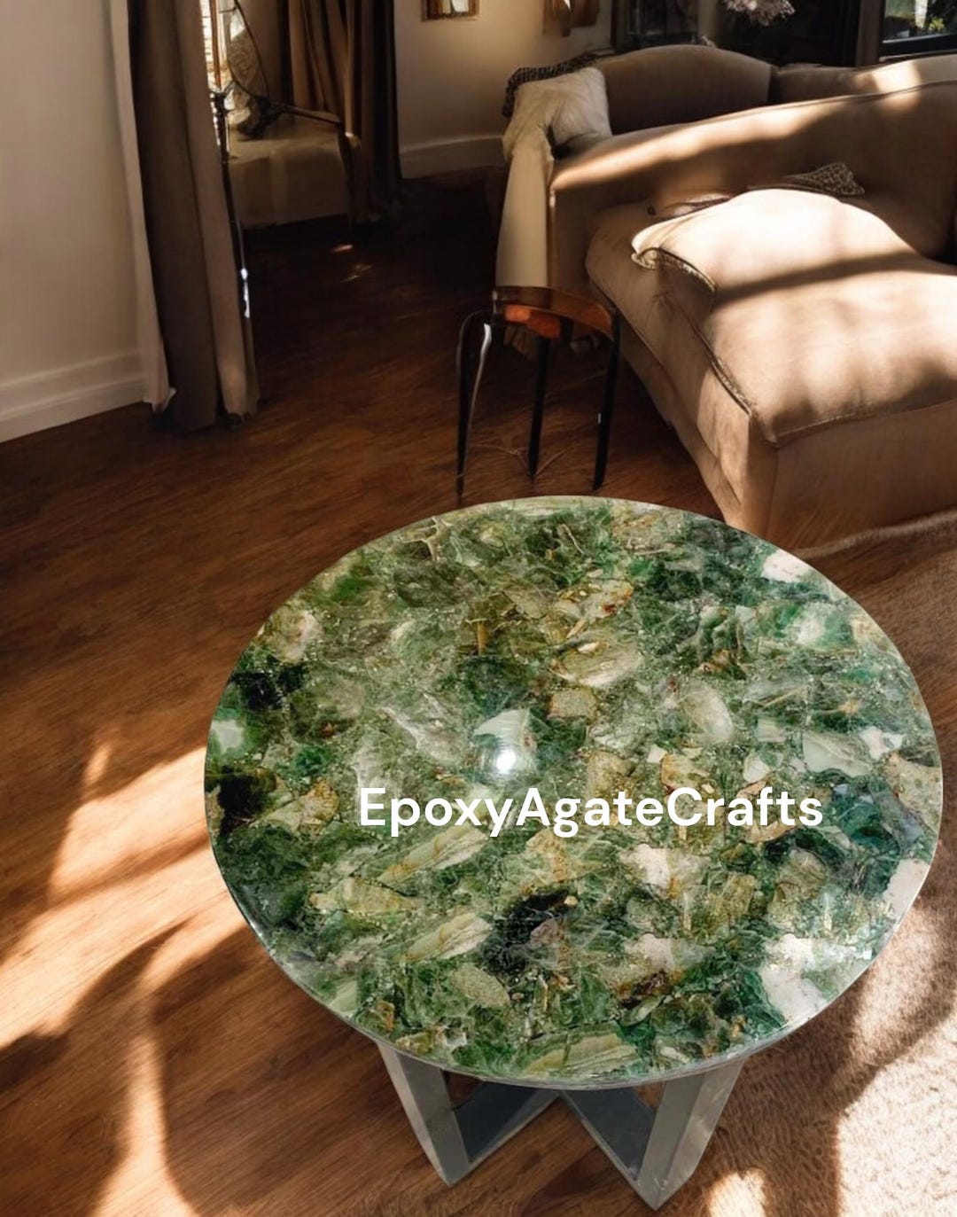 Handmade Green Amazonite Agate Table Top: Hallway Living Room Decor - Etsy