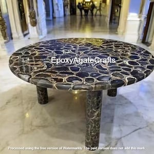 Mesa de centro de piedra de ágata natural con soporte y esquinas redondeadas, muebles de arte moderno de mediados de siglo hechos a mano para decoración del hogar o la oficina