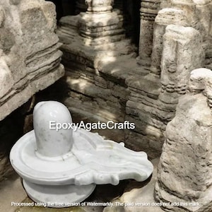24&quot; White Marble Shivling Statue Hindu God Shiva Lingam Sculpture for Puja, Temple, and Home Decor Spiritual Vastu Idol