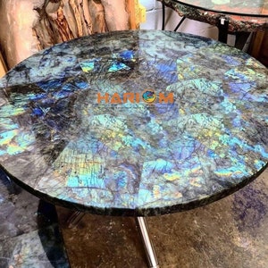 Labradorite Gemstone Coffee Table Kitchen Slab Console Bar Cafeteria Stunning Desk For New Home Furniture Decors
