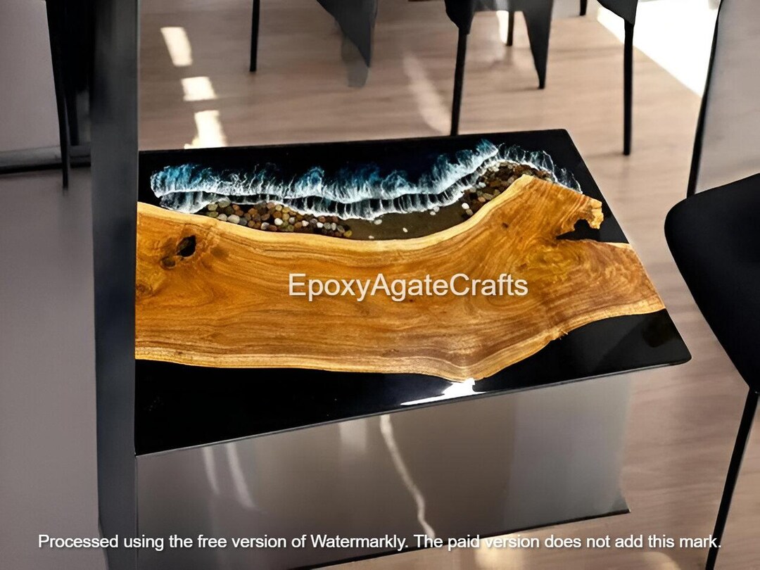 Ocean Wave Epoxy Resin Table: Acacia Wood, Modern Art Decor - Etsy
