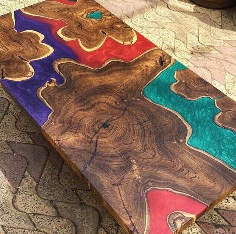 Custom Made Epoxy Resin Center Sofa Dining Table Versatile Kitchen Slab, Stylish Conference and