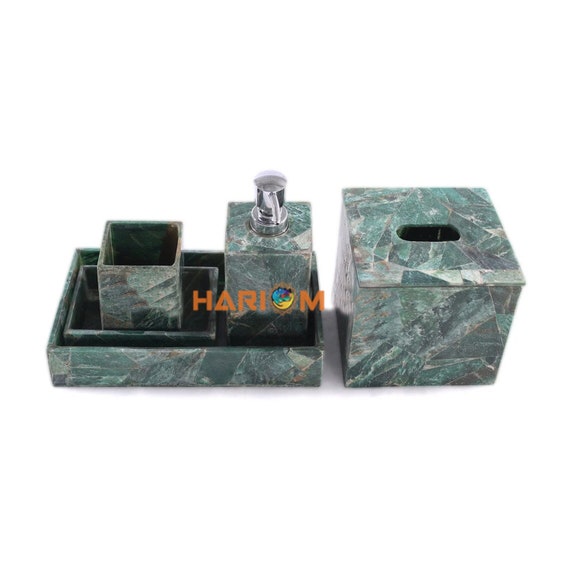 Green Marble Bathroom Set Vanity Set Green Marble Soap Dish Etsy