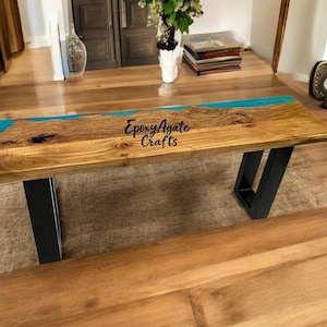 Epoxy Resin Coffee Table, Natural Acacia Wood Live Edge Table, Handmade Hallway Furniture, Modern River Table for Living Room, Rustic Wooden
