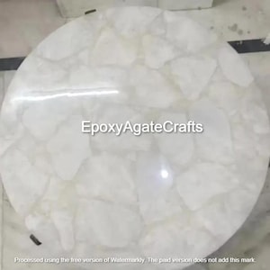 Handmade Round White Quartz Table Top: Modern Art Furniture