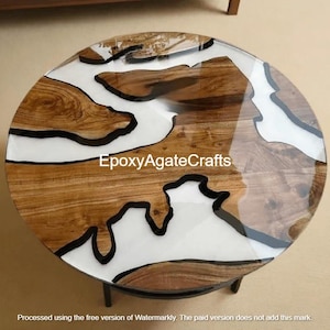 Clear Epoxy Round Coffee Table Resin River Acacia Wooden Handmade Farmhouse Furniture Farmhouse Decors